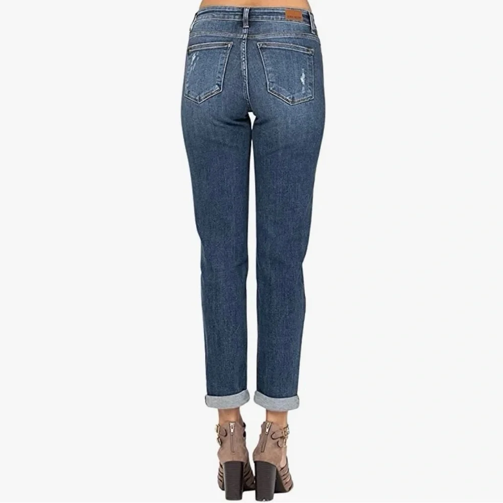 💋NWT💋 Judy Blue Cuffed Destroyed Slim Fit Jeans  Plus Size 24W - Picture 8 of 12